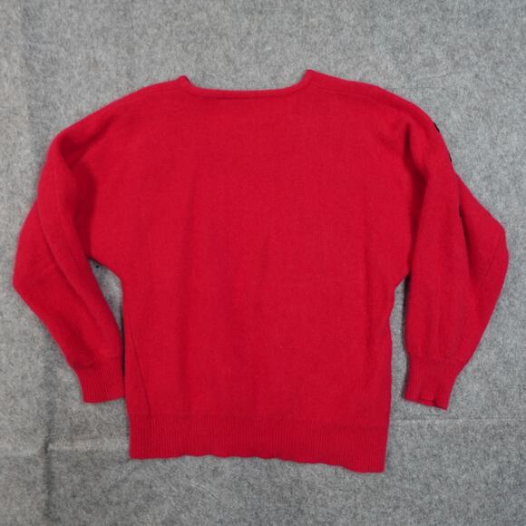 Vintage Andriano Fatigati Sweater Womens Large Lambswool Angora Embroidered Red - Picture 5 of 9